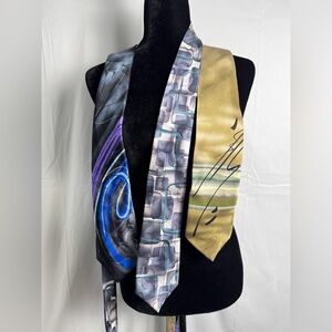 J. Garcia Lot Of Three Mickey Untitled 100% Silk Ties